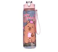 Pesoncarl Capybara Water Bottle 750ml Transparent Kawaii Water Bottle with Straw Leakproof Drinking Cups with Handle for Women Sports Camping Picnic Hiking Travel, Style 3