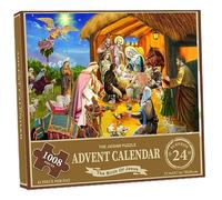 Pesoncarl Christmas Decorations, Christmas Advent Calendar, 1008 Pieces Jigsaw Puzzle, 24 Days The Birth of Jesus Countdown Calendar, Advent Puzzle for Adult Kids