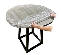 Pesoncarl Clear Plastic Table Cover Protector, Clear Plastic Round Table Cover,Heavy Duty Transparent Vinyl Tablecloth - Elasticized Round Fitted Cover,No Scratch,No Stains,35-43 Inch