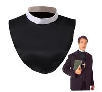Pesoncarl Detachable Collar, 15x11 Inch Soft Comfortable Priest Collar, Unisex Clergy Clerical with Insert, Washable Dickey for Costumes, Church, Choir, Black Party Favour