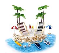 Pesoncarl Doll House Accessories 18PCS/Set Miniature Beach Set Miniature Beach Summer Micro Landscap for Christmas DollHouse Decoration, pool