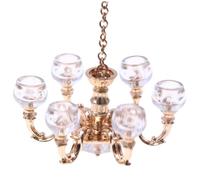 Pesoncarl Dollhouse Chandelier, 1:12 Scale Vintage Dollhouse Lights, 2.5x3.4 Inch Alloy Mini Chandelier, DIY Miniature Doll House Accessories Party Favour