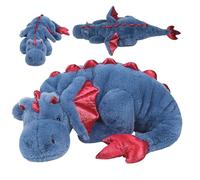 Pesoncarl Dragon Stuffed Animal, 43 Inch Cute Cartoon Dragon Plush with Wing, Soft Comfortable Giant Stuffed Animal for Kids Boys Girls Bedroom Decoration, Blue Animals