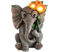 Pesoncarl Elephant Solar Light, Solar Elephant Statue Outdoor Elephant Figurine with Sunflower Waterproof Resin Solar Garden Decor Unique Housewarming Gifts, Garden Statue