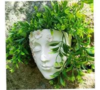 Pesoncarl Face Vase, Unique Female Form Vase, Modern Sculpture Human Face Shaped Wall Resin Head Flowerpot Figurine for Plant Lovers, Plant option, Garden