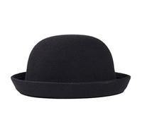 Pesoncarl Fancy Dress, Kids Bowler Hat Trendy Formal Round Top Hat with Rolled Brim Easy Matching Unisex Felt Black Fedora for Daily Wear, Banquet, Photos