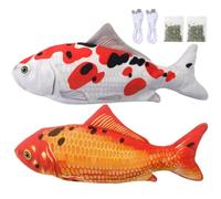 Pesoncarl Flopping Fish Cat Toy Funny Realistic Plush Flopping Fish with Catnip Interactive Moving Cat Toy USB Charging Perfect for Cats Biting Chewing