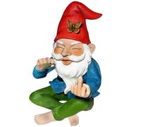 Pesoncarl Garden Gnome, Middle Finger 5.9inch Resin Funny Garden Gnomes, Cheeky Smoking Naughty Gnomes Fade-resistant Mini Gnomes for Garden Lawn, Garden Sculptures Statues