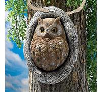Pesoncarl Garden Ornaments, Garden Face Tree Ornaments Owl Tree Hugger Statue Outdoor Yard Resin Statues Decoration for Trees