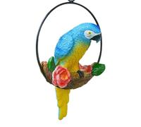 Pesoncarl Garden Ornaments, Hanging Parrot Garden Decor Resin Parrot Outdoor Decor Parrot on Perch Garden Sculpture Parrot Statue for Outdoor Garden Decorations Blue