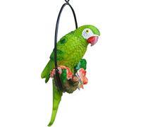 Pesoncarl Garden Ornaments, Hanging Parrot Garden Decor Resin Parrot Outdoor Decor Parrot on Perch Garden Sculpture Parrot Statue for Outdoor Garden Decorations Green