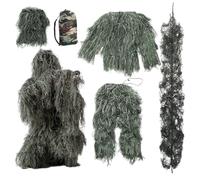 Pesoncarl Ghillie Suit, 5Pcs/Set Lightweight Gorilla Costume, Comfortale Gilly Suit, 3D Camouflage Hunting Apparel, Camo Hunting Clothes, Classic Ghillie for Kids Adults Youth, L, sports