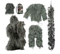Pesoncarl Ghillie Suit, 5Pcs/Set Lightweight Gorilla Costume, Comfortale Gilly Suit, 3D Camouflage Hunting Apparel, Camo Hunting Clothes, Classic Ghillie for Kids Adults Youth, L