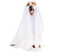 Pesoncarl Halloween Decorations, Dog Ghost Costume Adorable Funny White Dog Cape Polyester Pet Halloween Costume for Party, Trick or Treat