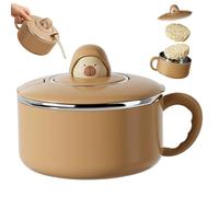 Pesoncarl Instant Noodle Bowl with Handles 1200ml Capybara Instant Ramen Bowl with Lid & Spoon 304 Stainless Steel Ramen Cooker for Soup, Noodles