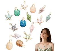 Pesoncarl Jewelry Making Supplies, 13PCS Ocean Star Fish Conch Seashell Decor with Alloy Clasp, Seashells for Decorating Necklace Bracelet Earring Making