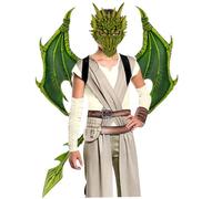 Pesoncarl Kids Halloween Dragon Set Face Covers wing Tail Cosplay Costume Photo Props Green 3pcs, Fancy Dress Accessories