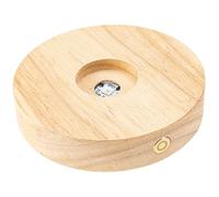 Pesoncarl LED Light Base for Glass Art, 5" Round Wooden Crystal Ball Stand, Touch Control Colorful LED Lamp Base for Crystal Statues Glass Ball for Party