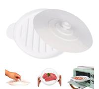 Pesoncarl Microwave Bacon Tray with Lid 9.5x7.8 Inch Round Silicone Baking Pan Heat-Resistant Bacon Tray with Dual Ears for Cooking Roasting Steaming