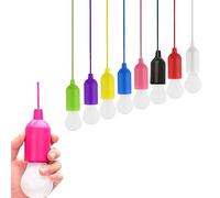 Pesoncarl Mighty Bright Pull Lights 8PCS Battery Operated LED Pull Cord Light Bulb Hanging Lamp on Rope (No Battery), LED Bulbs