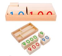 Pesoncarl Number Cards 1-9000 Wooden Number Cards with Box Small Blocks Toys Educational Counting Toys for Kids Basic Math Games Preschool Learning.