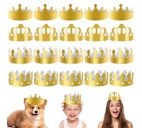 Pesoncarl Paper Crowns, 20PCS 4 Styles Gold Crown Hat Cap for Birthday Celebration Baby Shower Photo Props, Wigs Hairpieces for Adults