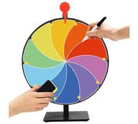 Pesoncarl Prize Wheel, 12 Inch 10 Slots Color Prize Wheel Spinner with Stand, Reusable Spinning Wheel with Dry Erase Marker and Eraser for Trade Show, Carnival, Roulette Wheels