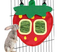 Pesoncarl Rabbit Hay Feeder Large Capacity Hanging Bunny Hay Bag Cute Strawberry Shape Feeder Bag for Rabbits, Guinea Pigs, Hamsters