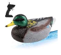 Pesoncarl Remote Control Boat 13x6x6'' Realistic Duck Decoys Plastic Waterproof Rc Boat with Dual-Propeller Automatic Power-off above Water Duck Decoy for Pond Pool Gift USB Charging, Pool Toys