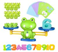 Pesoncarl Sound Toys, Frog Balance Game, Plastic Balance Scale Kindergarten Math Games with Frog, Number and Cards, Educational Counting Toys for Kids Age 3+