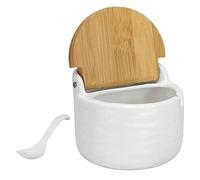 Pesoncarl Sugar Container, Sugar Bowl with Lid and Spoon 250ml Ceramic Sugar Pot Washable Sugar Jar Salt Cellar for Spice Pepper Home Kitchen White