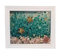Pesoncarl Turtle Diamond Art, Sea Glass Art Kit Stained Seaglass Art Kit with Photo Frame, Mosaic Craft Kit DIY Sea Glass for Crafts Gifts, Home Decor, Beginners, Style 2