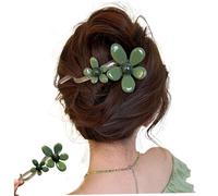 Pesoncarl Twist Hair Clips, French Twist Banana Clip, Non-Slip Vintage Elegance Hair Claws, Green Floral Decor, 12.5x6 cm/4.92x2.36 inch, 1 Count, 1 Piece, Women & Girls, Female, Decorative