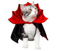 Pesoncarl Vampire Cat Costume, Bat Wing Cape Pet Halloween Costumes with Tie, Halloween Cosplay Vampire Cloak for Small Dogs & Cats, Red