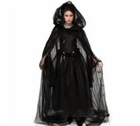 Pesoncarl Witch Costume Halloween Vintage Renaissance Embroidered Sheer Ghost Bride Costume Spooky Black Ghost for Halloween, Cosplay Haunted Mansion (Black), 2025