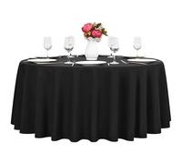 Pesonlook 1 Pack Black Polyester Tablecloth, 90 Inch Round Table Cloth Bulk Washable Polyester Fabric Tablecloths Table Cover for Wedding Party Banquet Buffet Table Holiday Dinner