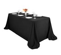 Pesonlook 1 Pack Black Rectangle Tablecloth, 90 x 132 Inch Polyester Table Cloth Bulk Washable Polyester Fabric Tablecloths Table Cover for Wedding Party Banquet Buffet Table Holiday Dinner