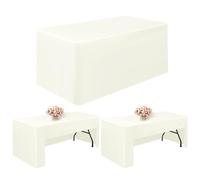 Pesonlook 2 Pack Ivory Tablecloths 6 Ft Open Back Fitted Tablecloth,72 x 30 Inch Washable Polyester Fitted Table Cover for 6 Ft Rectangle Tables,Trade Show Table Cover for Parties/Wedding/Events