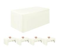 Pesonlook 4 Pack Ivory Tablecloths 6 Ft Open Back Fitted Tablecloth,72 x 30 Inch Washable Polyester Fitted Table Cover for 6 Ft Rectangle Tables,Trade Show Table Cover for Parties/Wedding/Events