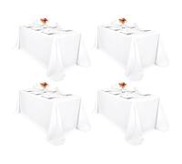 Pesonlook 4 Pack White Rectangle Tablecloth, 90 x 132 Inch Polyester Table Cloth Bulk Washable Polyester Fabric Tablecloths Table Cover for Wedding Party Banquet Buffet Table Holiday Dinner