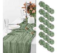 Pesonlook 6 Pack Sage Green Cheesecloth Table Runner Long, 35x120 Inch