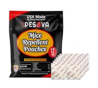 Pesova Mouse Repellent Pouches, Extra-Strength Natural Peppermint Oil Mice Repellent Indoor, Made with Plant Fibers Cinnamon and Peppermint Oils, Use Safe for Car/RV/Boat/Garage/Shed (Pack of 12)