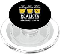 Pessimist Optimist Realist Half Full Glass Funny philosophy PopSockets PopGrip for MagSafe