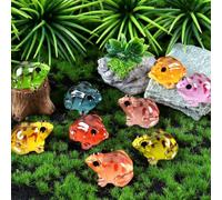 Pessrrtewg 10Pcs Luminous Mini Resin Frogs,Glow in The Dark Frog Statues,Glow in The Dark Miniature Frog Figurines,Miniature Statues Craft Decor for Moss Landscape Garden DIY Terrarium Craft Decor
