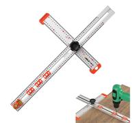 Pessrrtewg 2-in-1 Drilling Positioning Ruler, Aluminium Adjustable Multi-Piece T-Square with Angle Adjustment Scale, Precision Line Drawing Aid, Woodworking Scribe Drawing Marking Gauge Tool