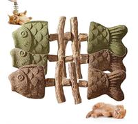 Pessrrtewg Creative Fish Bone Cat Toy,Wooden Catnip Teeth Cleaning Stick,Fix Your Cat's Dental Health,Creative Fish Bone C-at Toy,Natural Fishbone C-at Dental T-oy,Interactive Kitten Chew Playthings