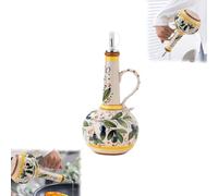Pessrrtewg Italian Ceramic Olive Oil Dispenser Bottle, 23oz Hand Painted Decorative Dispenser with Handle, for Oils, Vinegar, Coffee Syrups, Sauces