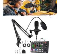 Pessrrtewg Live Sound Card with Dj Mixer Effects & Voice Changer, F998 Live Sound Card Audio Mixer,F998 Podcast Recording Equipment with Podcast Mixer,Dj Mixer for Beginners Live Streaming