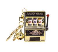 Pessrrtewg Mini Slot Machine Toy,Funny Money Coin Bank with Spinning Reels and Keychain,Realistic Slot Machine Jackpot with Lever Casino Game,for Creative Festival Birthday Cake Decor