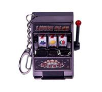 Pessrrtewg Mini Slot Machine Toy,Funny Money Coin Bank with Spinning Reels and Keychain,Realistic Slot Machine Jackpot with Lever Casino Game,for Creative Festival Birthday Cake Decor